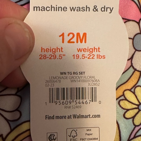 Wonder Nation Baby Girl Long Sleeve Rash Guard Swimsuit UPF 50.  12Months NWT - Picture 6 of 6